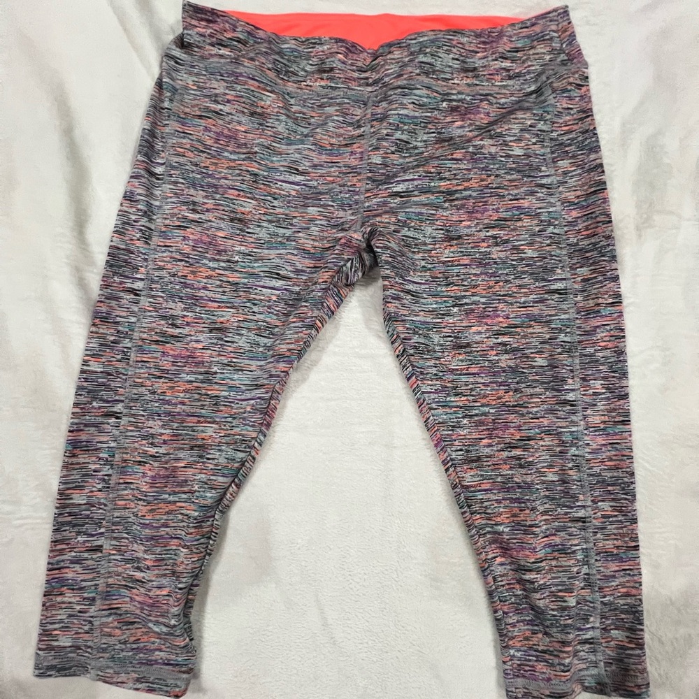 Love Nation Pink and Gray Leggings Stretchy Athletic Bottoms